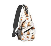 Borsa a tracolla con stampa floreale arancione con porcellini d'India per uomini e donne, borsa a tracolla zaino per viaggi ed escursioni