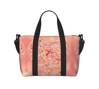 Borsa a tracolla con stampa floreale con cuore rosso, adatta per viaggi d'affari, fitness e viaggi.