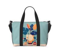 Borsa a tracolla con stampa in bambù blu arancione Turtleback, adatta per viaggi d'affari, fitness e viaggi.
