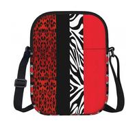 Borsa a tracolla con stampa leopardata rossa e zebra, con cerniera, piccola borsa a tracolla con tracolla regolabile, borsa da viaggio portatile da lavoro per donne e uomini