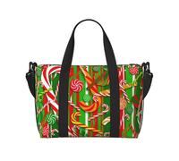 Borsa a tracolla con stampa Merry Christmas, borsa da viaggio con cerniera, borsa casual per viaggi nel fine settimana e shopping in palestra, Nero , Taglia unica, Borsa da viaggio