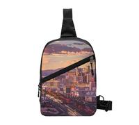 Borsa a tracolla con stampa note musicali, per uomini e donne, pieghevole, per attività all'aperto, per lo sport, Las Vegas Tramonto, One Size, Zaino casual