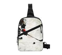 Borsa a tracolla con stampa note musicali, per uomini e donne, pieghevole, per attività all'aperto, per lo sport, Hockey su ghiaccio Arte, One Size, Zaino casual