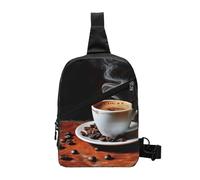 Borsa a tracolla con stampa note musicali, per uomini e donne, pieghevole, per attività all'aperto, per lo sport, Caffè caldo con chicco di caffè, One Size, Zaino casual