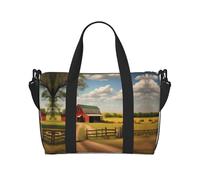 Borsa a tracolla con stampa Ranch View, adatta per viaggi d'affari, fitness e viaggi.