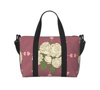Borsa a tracolla con stampa rosa bianca dell'amore, adatta per viaggi d'affari, fitness e viaggi.
