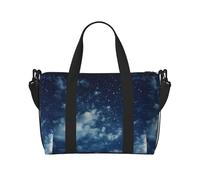 Borsa a tracolla con stampa spaziale con cielo stellato, borsa da viaggio con cerniera, borsa casual per viaggi nel fine settimana e shopping in palestra, Nero , Taglia unica, Borsa da viaggio