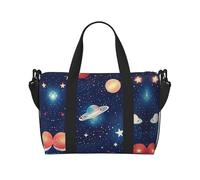 Borsa a tracolla con stampa spaziale con cielo stellato, borsa da viaggio con cerniera, borsa casual per viaggi nel fine settimana e shopping in palestra, Nero , Taglia unica, Borsa da viaggio