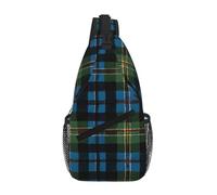 Borsa a tracolla con stampa tartan scozzese blu e verde, diagonale, resistente e comoda per i viaggi e l'uso quotidiano.