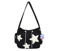 Borsa A Tracolla Con Stella,Borsa Hobo Tote Con Stella | Borsa Hobo Messenger con stampa a stelle - Borsa per la spesa portatile, borsa a tracolla a forma di stella di grande capacità per mu, Nero