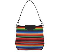 Borsa a tracolla con tasche a righe colorate, borsa tote da donna alla moda, borsa a tracolla in pelle PU per fine settimana e lavoro, taglia M