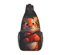 Borsa a tracolla con tigre carina con cuore per donne e uomini, regolabile, per San Valentino, borsa a tracolla, zaino da giorno, per sport, viaggi, escursioni