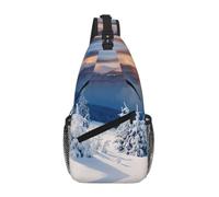 Borsa a tracolla con tracolla stampata con montagne invernali tramonto resistente all'acqua