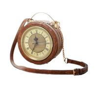 Borsa a tracolla con tracolla vera borsa da lavoro orologio da polso borsa da donna in pelle PU stile retrò vintage Steampunk, borsa a tracolla per ragazze (Marrone)