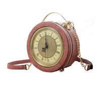 Borsa a tracolla con tracolla vera borsa da lavoro orologio da polso borsa da donna in pelle PU stile retrò vintage Steampunk, borsa a tracolla per ragazze (Rosa)