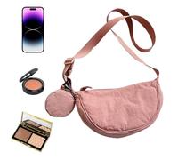 Borsa a tracolla curva da donna piccola borsa a mezza luna Confezione di immagazzinaggio, Rosa, Se référer au descriptif