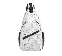 Borsa a tracolla Cute Cat Kitten White Hiking Daypack Crossbody Shoulder Backpack Travel Chest Pack for Men Women