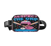 Borsa a tracolla da baseball bianca alla moda stile gocciolante confezione da donna in vita per affari piccola con tracolla regolabile per viaggi, corsa, escursionismo, borse a vita da donna