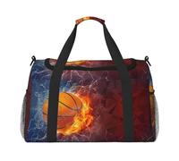 Borsa a tracolla da basket con fiamme e gocce d'acqua, leggera, impermeabile, di grande capacità, borsa da viaggio per oggetti personali, Nero , Taglia unica