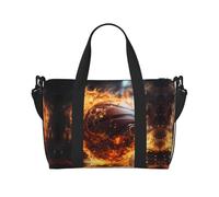 Borsa a tracolla da basket sul fuoco e con fiamma d'acqua, borsa casual da viaggio, adatta per lavoro, viaggi, fitness, turismo, borsa da donna con cerniera,