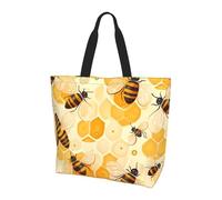 Borsa a tracolla da donna a forma di ape, con alveare a nido d'ape, borsa per la spesa, impermeabile, grande borsa con tasca interna, per lavoro, viaggi, scuola