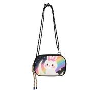 Borsa a tracolla da donna a forma di coniglio sulla luna, comoda borsa a tracolla con tracolla regolabile, borsa nera per camminare con il cane