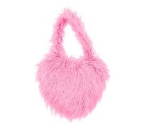 Borsa a tracolla da donna a forma di cuore in lana da spiaggia a forma di cuore carino a tracolla, Rosa acceso, One Size, Zaini Tote