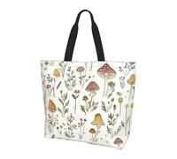 Borsa a tracolla da donna a forma di fungo, borsa a tracolla con fiori e foglie, borsa per la spesa, impermeabile, grande borsa con tasca interna, per lavoro, viaggi, scuola