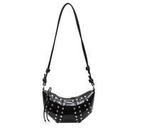 Borsa A Tracolla Da Donna A Mezza Luna, Borsa A Spalla, Borsas A Tracolla in Pelle PU Con Borchie Stile Retrò Punk Anni '90 Piccola Borsas Con Cerniera Per Donna Moda Streetwear (Nero)
