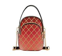 Borsa a tracolla da donna alla moda a forma di cubo rosso con griglia dorata sfumata con multi tasche borsa per le donne per le signore