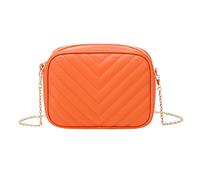 Borsa a tracolla da donna, alla moda, a righe, con catena, borsa pratica da lavoro, Arancione, Taglia unica