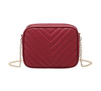 Borsa a tracolla da donna, alla moda, a righe, con catena, pratica e vecchia borsa messenger, Rosa acceso, Etichettalia unica