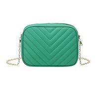 Borsa a tracolla da donna, alla moda, a righe, con catena, pratica e vecchia borsa messenger, Verde, Etichettalia unica