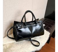 Borsa a tracolla da donna alla moda, borsa a spalla di grande capacità e brillante, con tracolla, nera, adatta come regalo per MusicFest, Y2KFest, Back to School, autunno e inverno Colore unicoPoliure