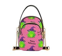 Borsa a tracolla da donna alla moda borse per telefono con tracolla trapuntata da donna Tote Crossbody Satchel Cute Green Frogs Eyes Wizard Pink