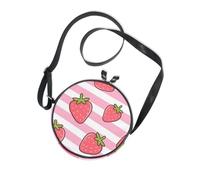 Borsa a tracolla da donna alla moda con cinturino regolabile, con frutto e fragola, colore bianco pesca, borsa messenger in tela