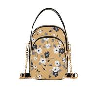 Borsa a tracolla da donna alla moda con fiori minimalisti marrone con tasche multiple per le signore