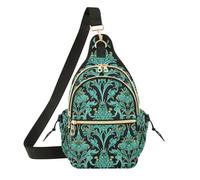 Borsa a tracolla da donna, alla moda, da uomo, sportiva, da viaggio, stile William Morris, turchese Paisley