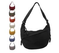 Borsa a tracolla da donna alla moda Hobo Mezzaluna con tracolla regolabile, grande capacità, borsa a tracolla per scuola, viaggi, lavoro, attività all'aperto (nero)