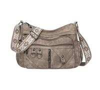 Borsa a tracolla da donna alla moda in pelle PU con divisorio, borsa a tracolla con tasche multiple leggere ed eleganti, borse a tracolla a pendolo e da lavoro, cachi, 15.75x8.66x3.94zoll