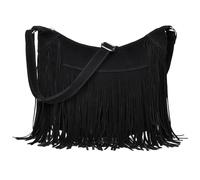 Borsa a tracolla da donna alla moda, in pelle scamosciata, stile hippie, stile hippie, borsa a tracolla bohémien, nero, 14.2"L x 3.9"W x 10.3"H
