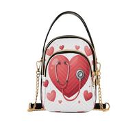 Borsa a tracolla da donna, alla moda, leggera, impermeabile, con cuore | Cinghia staccabile resistente della catena dell'oro dello strappo del poliestere per il viaggio & lo shopping