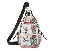 Borsa a tracolla da donna, alla moda, per adolescenti, per corsa, escursionismo, con tigri vintage tra i fiori, Solo una ragazza che ama le zebre