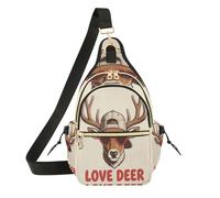 Borsa a tracolla da donna, alla moda, per adolescenti, per corsa, escursionismo, con tigri vintage tra i fiori, Amore Deer