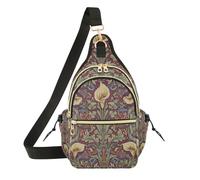 Borsa a tracolla da donna, alla moda, per adolescenti, per viaggi, sport, calla giglio, rosso, blu, motivo William Morris