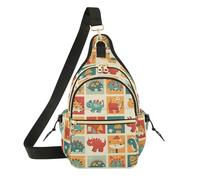 Borsa a tracolla da donna, alla moda, per corsa, escursionismo, Natale, mostri a scacchi, dinosauri