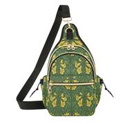 Borsa a tracolla da donna, alla moda, per corsa, pesca, fiori rosa garofano rosa blu, William Morris Style Bahamas Giallo Sambuco Fiore Verde