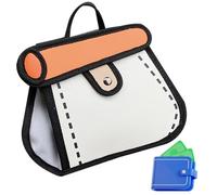 Borsa a tracolla da donna - Borsa a mano 3D con disegno 2D, elegante effetto illusione ottica, accessorio leggero, design unico accattivante per viaggi, feste, lavoro o appuntamenti, Arancione, Refer