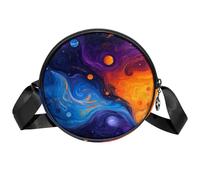 Borsa a tracolla da donna, borsa a tracolla colorata con galassia dell'universo piccolo, zaino con cerniera, spallacci regolabili, casual, borsa rotonda da donna