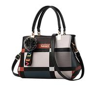 Borsa a tracolla da donna, borsa a tracolla da donna, in pelle, grande, Nero , Taglia unica